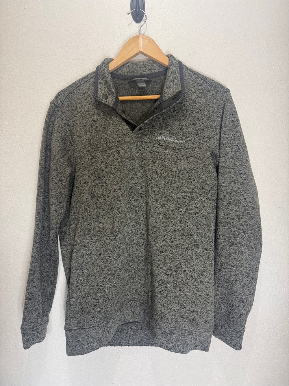 Eddie Bauer Men's Gray Quarter-Zip Sweater, Size M